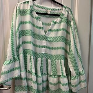 Cato Green and White Patterned Tunic